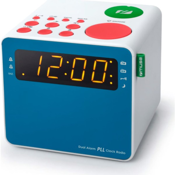 Muse m-187 mc azul y blanco / radio reloj con proyector
